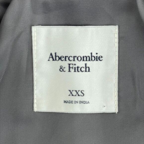 Abercrombie & Fitch Bomber Jacket Women 2XS Grey Wool Blend Blade Collar NWOT - Picture 2 of 9